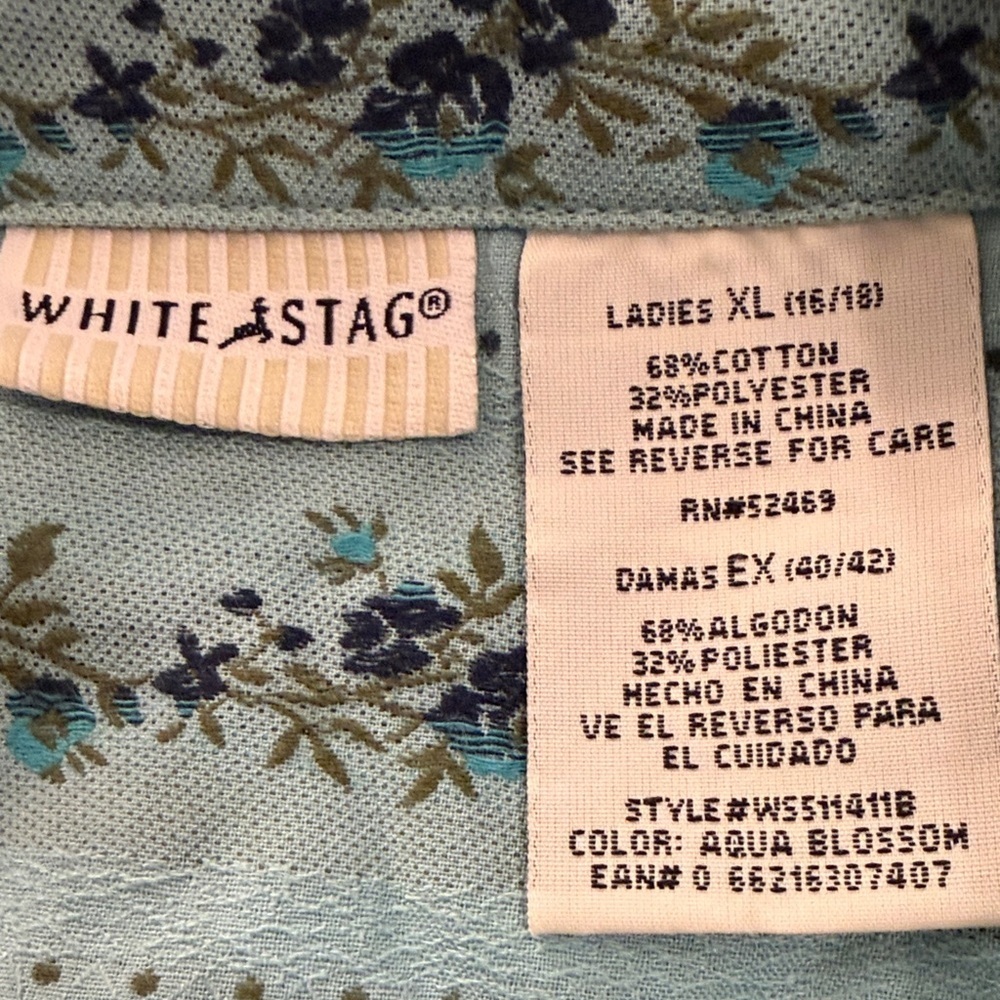White Stag Teal Striped Vintage Button-Up Shirt - Picture 4 of 4